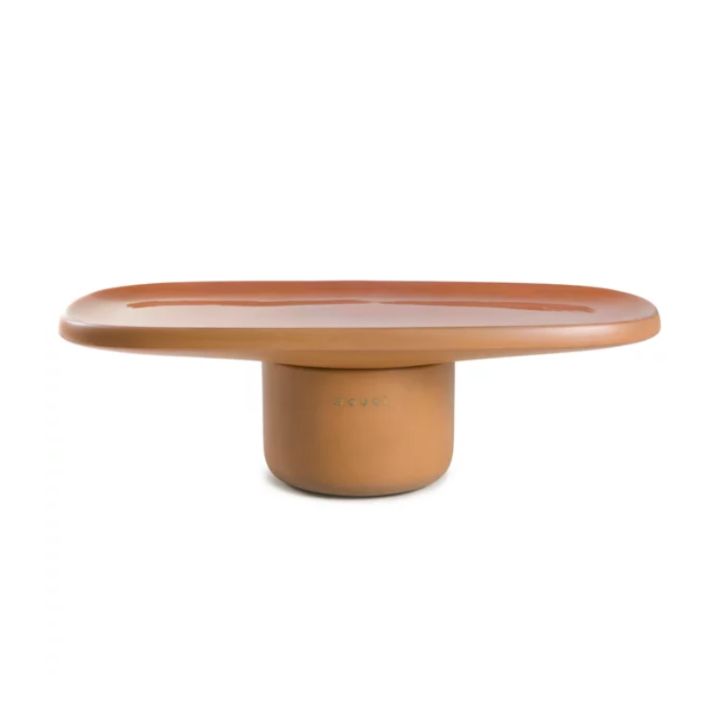 The Obon Table from Moooi rectangular low size in terracotta.