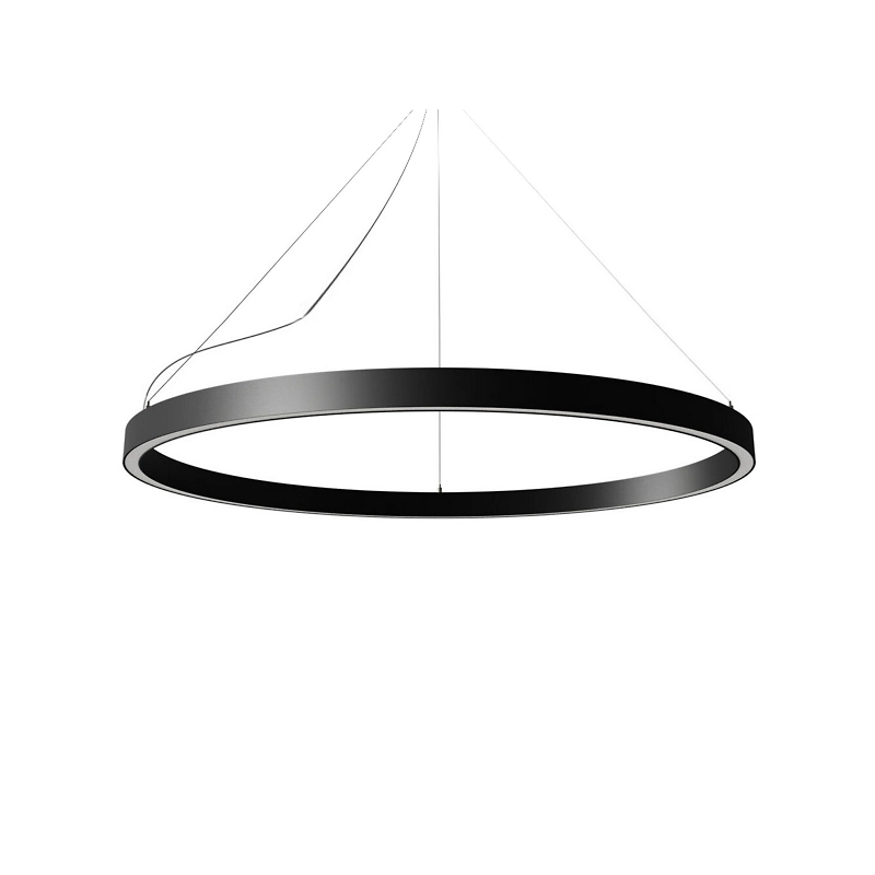 The Zirkol Circle Pendant Up and Downlight from Nemo 39.4 inch size in black.