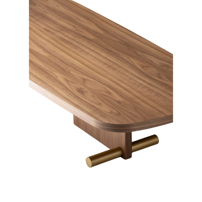 The Nova Coffee Table from Nomon in the walnut and brass finish.