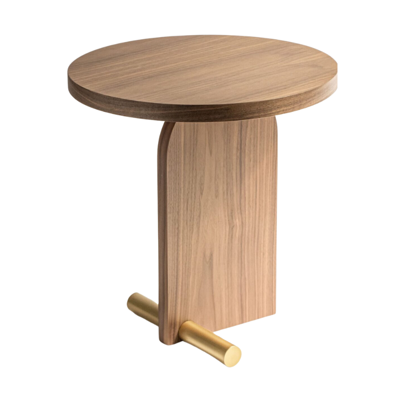 The Nova Side Table from Nomon large size in walnut and brass finish.