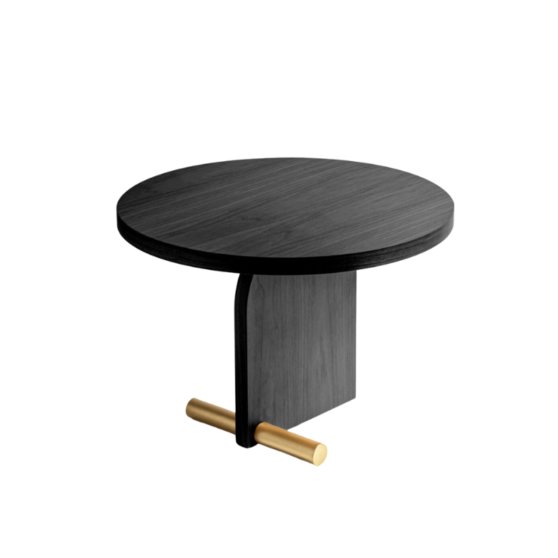 The Nova Side Table from Nomon small size in black and brass finish.