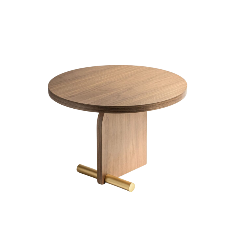 The Nova Side Table from Nomon small size in walnut and brass finish.