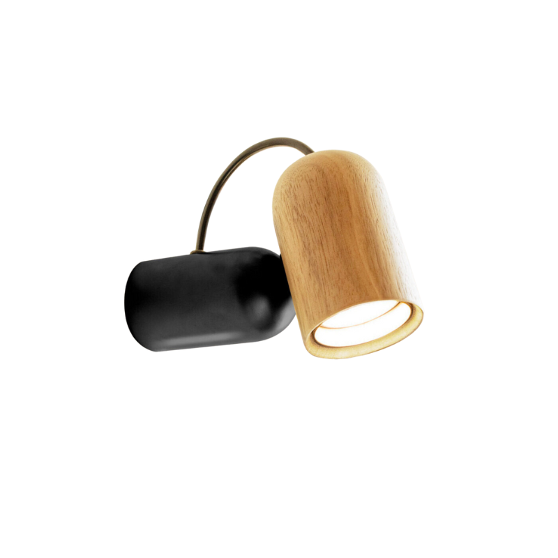 The Onfa Wall Lamp from Nomon with the oak with graphite finish.