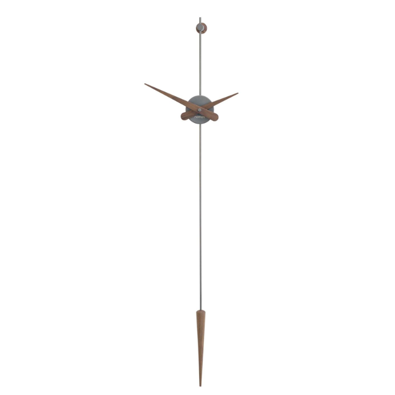 The Punto y Coma Clock from Nomon in graphite steel and walnut.