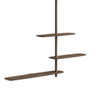 The Unica Shelving Ceiling from Nomon in configuration 5 walnut color.