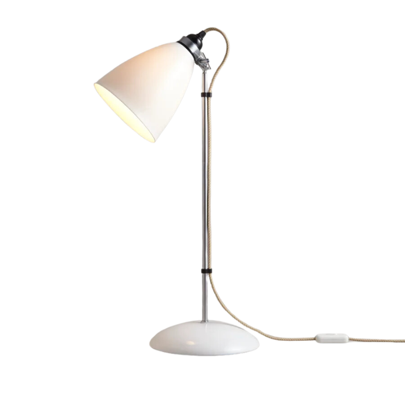 The Hector Dome Table Light from Original BTC in large, natural white color within a studio.