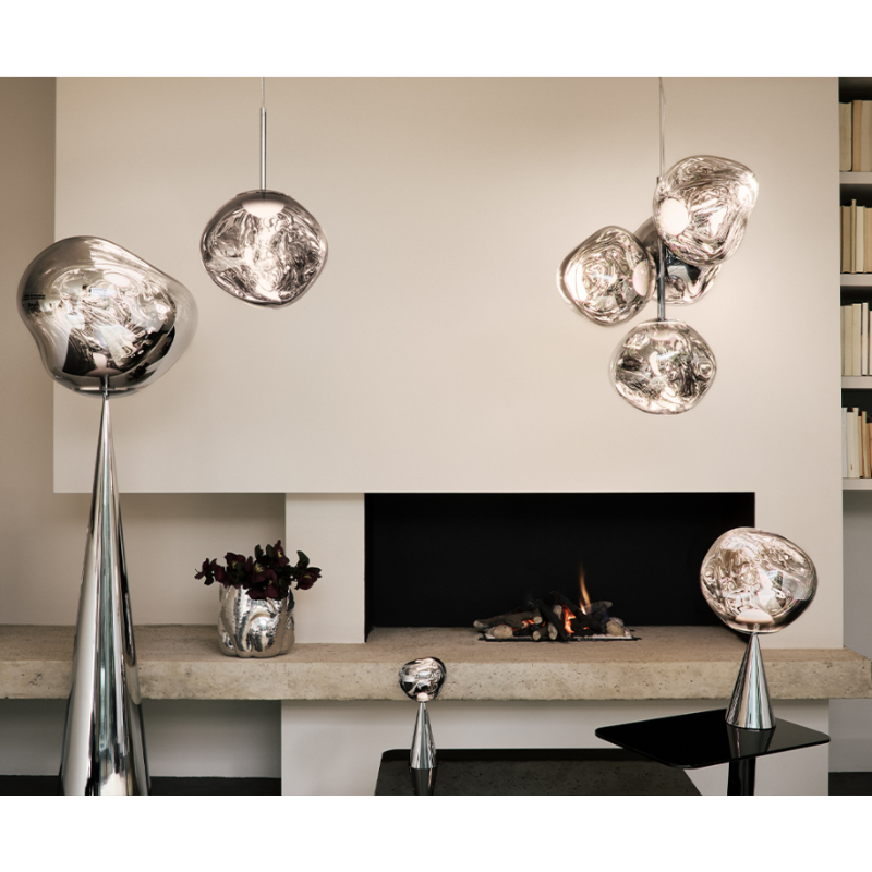 The Melt Pendant from Tom Dixon in a photo showing the melt collection variations.