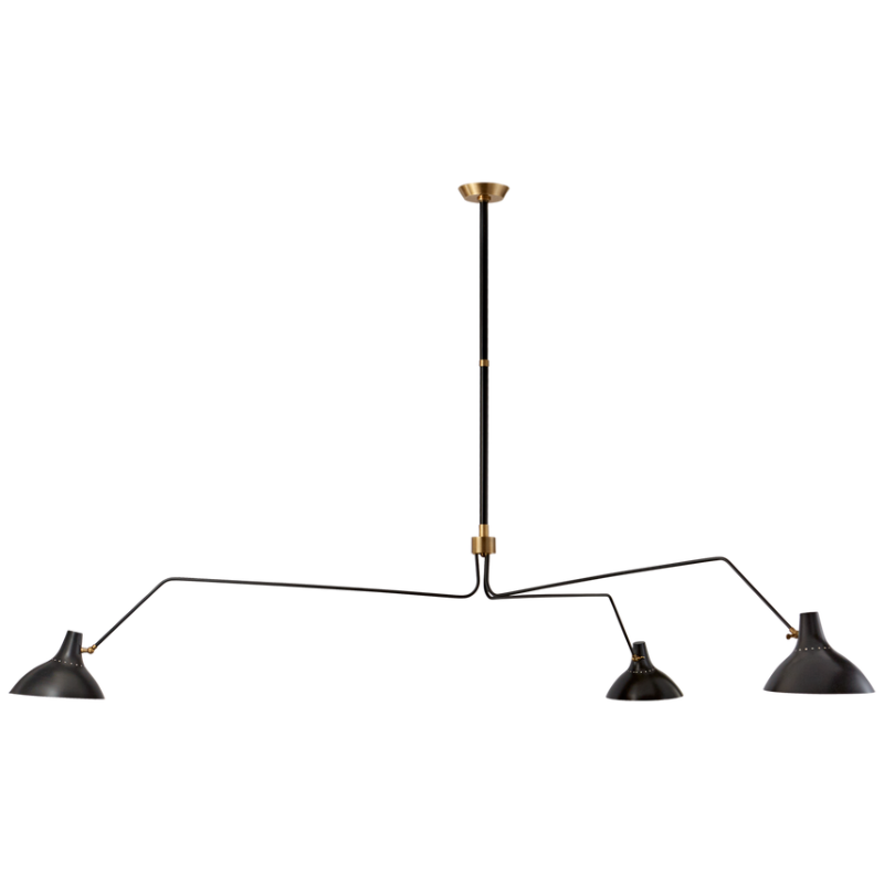 The Charlton Grande Triple Arm Chandelier from Visual Comfort & Co in black and brass.