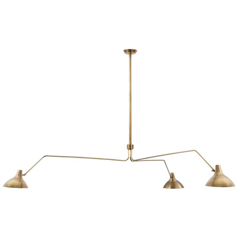 The Charlton Grande Triple Arm Chandelier from Visual Comfort & Co in hand-rubbed antique brass.