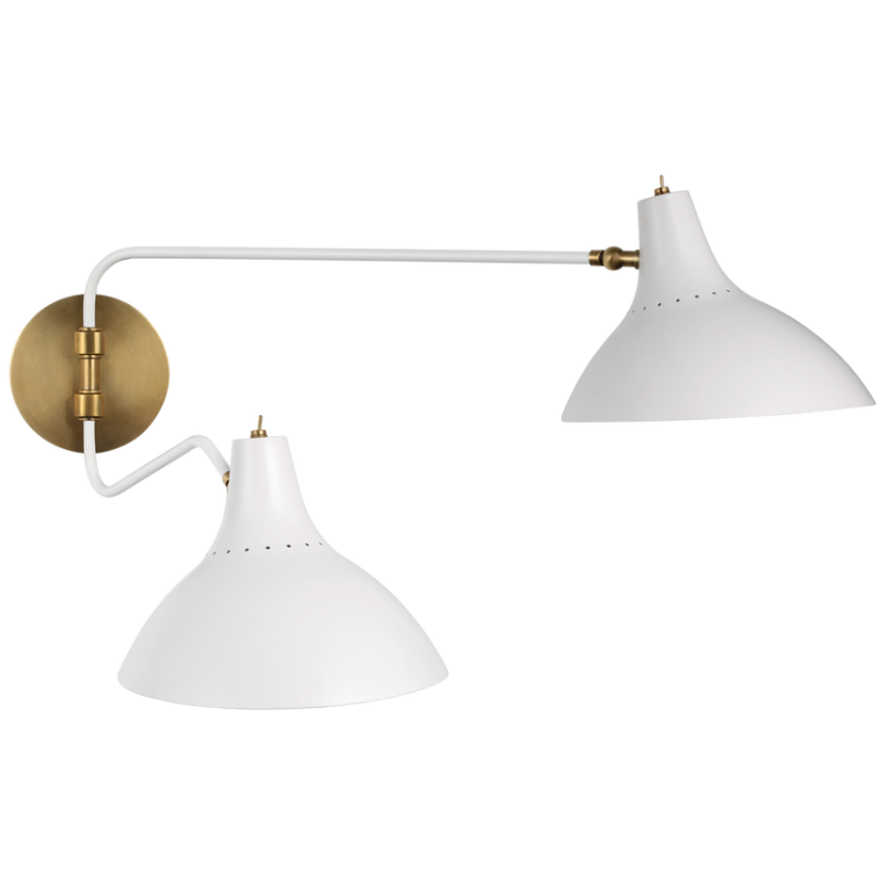 The Charlton Medium Double Wall Light from Visual Comfort & Co. in plaster white.