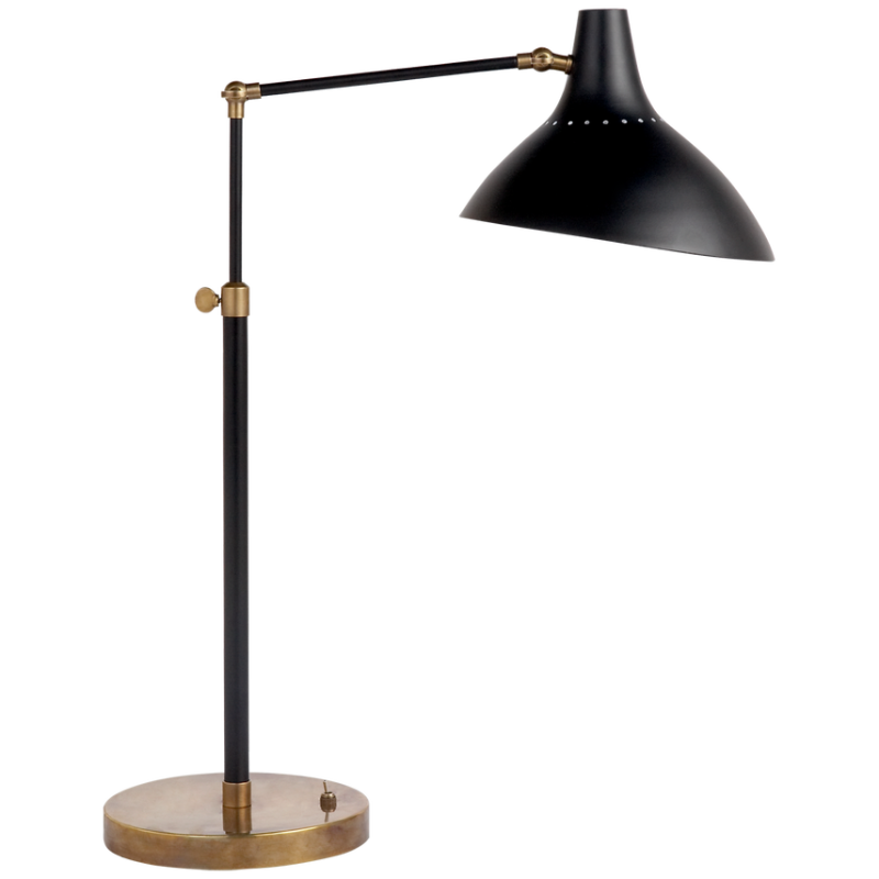 The Charlton Table Lamp from Visual Comfort & Co in black and brass.