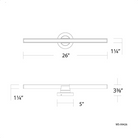 The dimensions of the 26 inch Bastone from WAC Lighting.