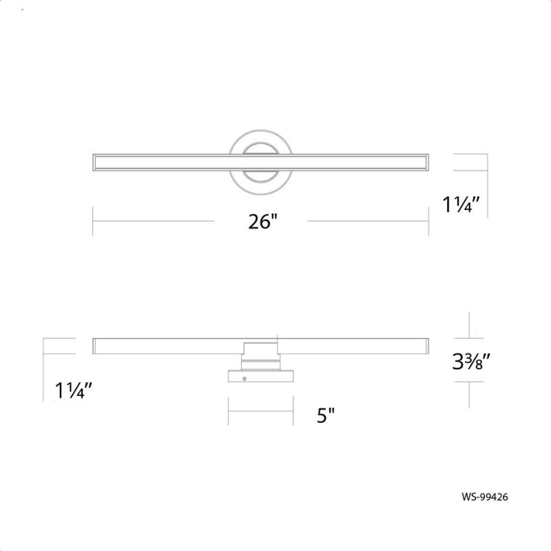 The dimensions of the 26 inch Bastone from WAC Lighting.