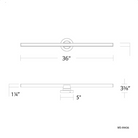 The dimensions of the 36 inch Bastone from WAC Lighting.