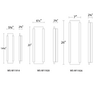 The 14, 20 and 26 inch dimensions of the Fiction light from WAC Lighting.