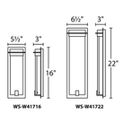 The dimensions for the 16 and 22 inch Spa from WAC Lighting.