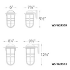 The dimensions of the 9 and 13 inch Steampunk from WAC Lighting.