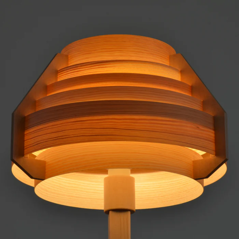 The Jakobsson Floor Lamp from Yamagiwa turned on focusing on the lampshade.