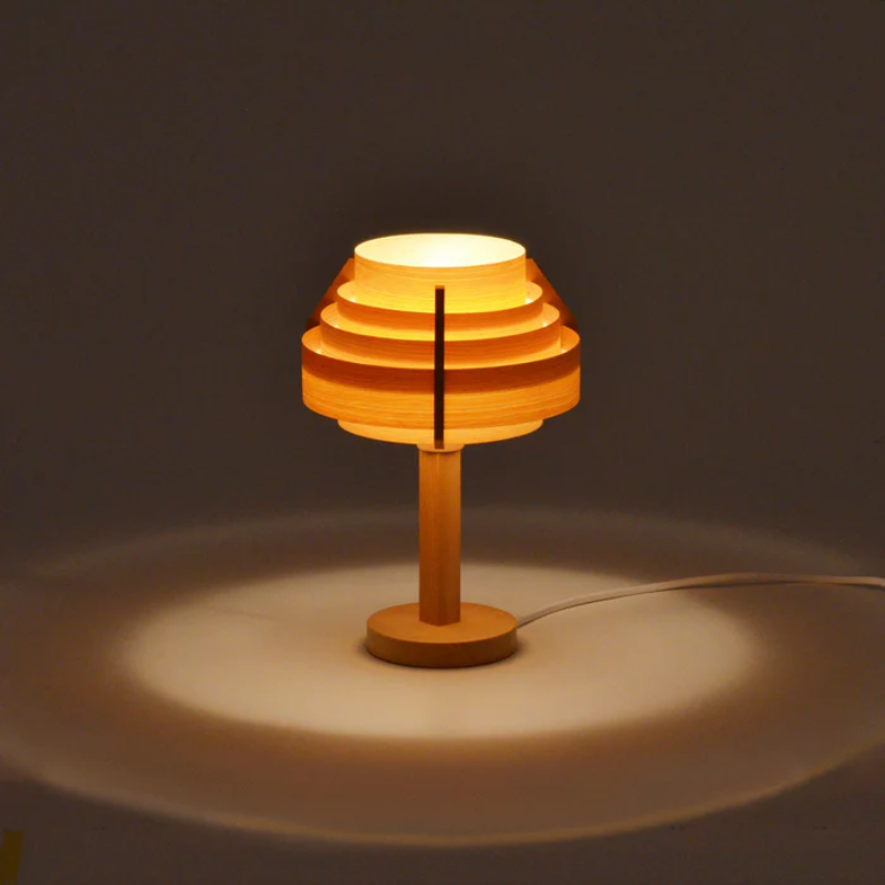 The Small Jakobsson Table Lamp from Yamagiwa in a studio turned on.