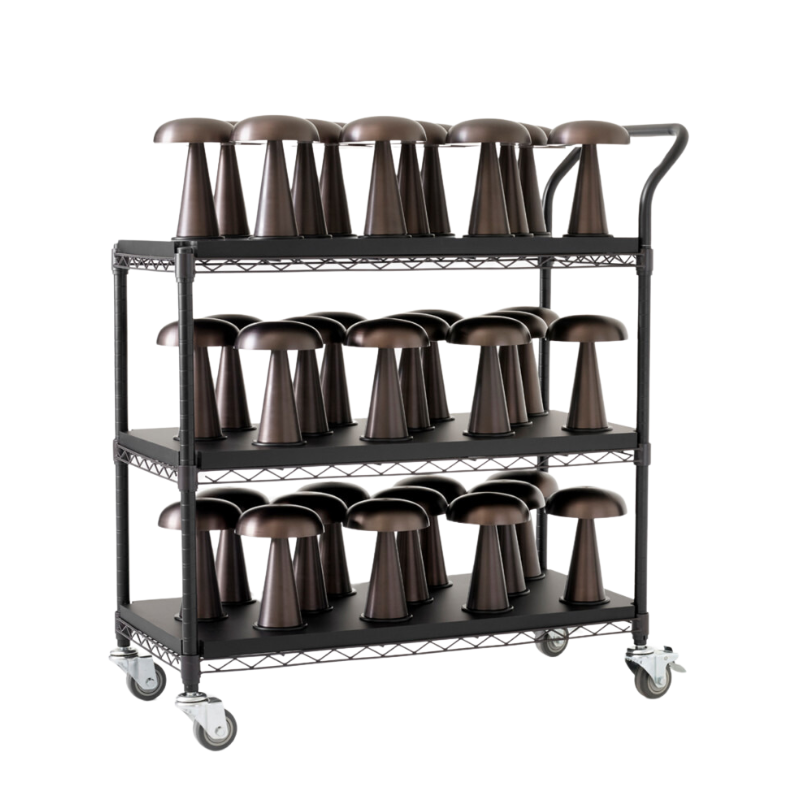 The Como SC53 from &Tradition in bronzed on a rack of dozens of lights, perfect for hospitality. 