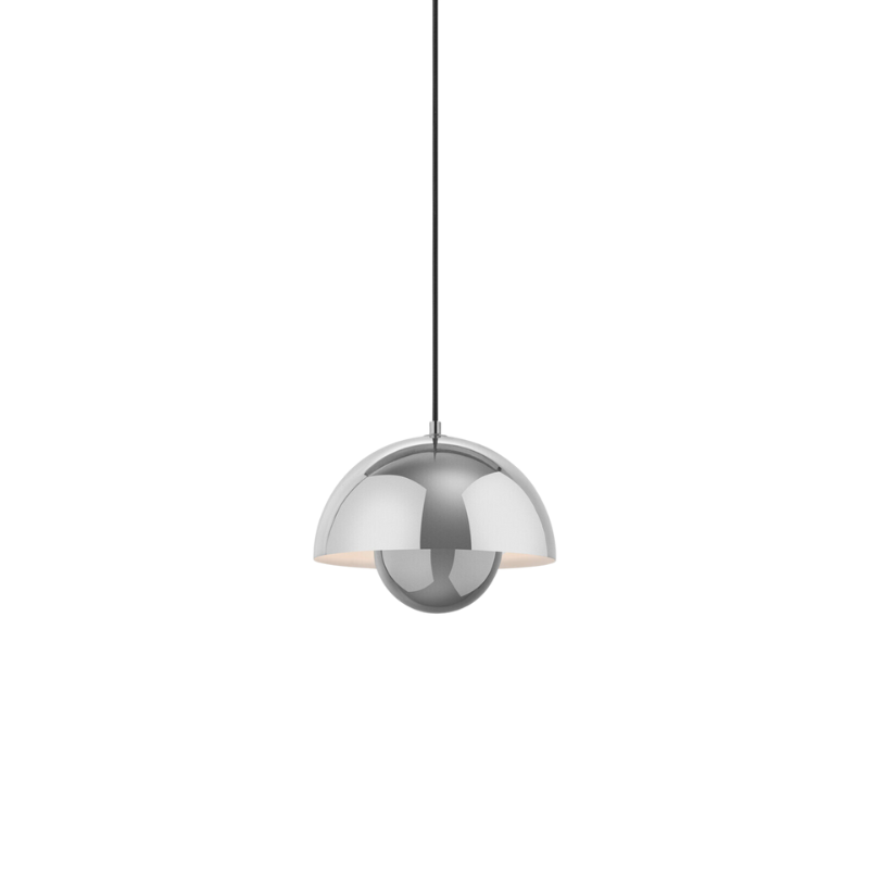 The Flowerpot VP1 Pendant from &Tradition in chrome-plated.