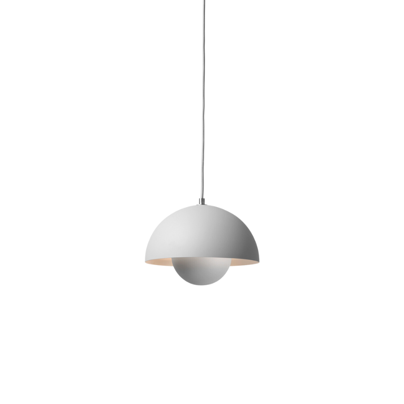 The Flowerpot VP1 Pendant from &Tradition in matte light grey.