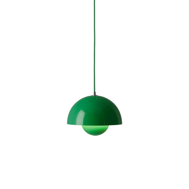 The Flowerpot VP1 Pendant from &Tradition in signal green.