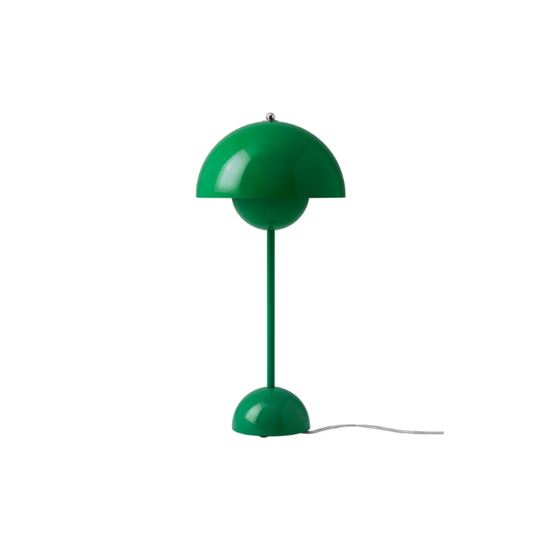 The Flowerpot VP3 Table Lamp from &Tradition in signal green.