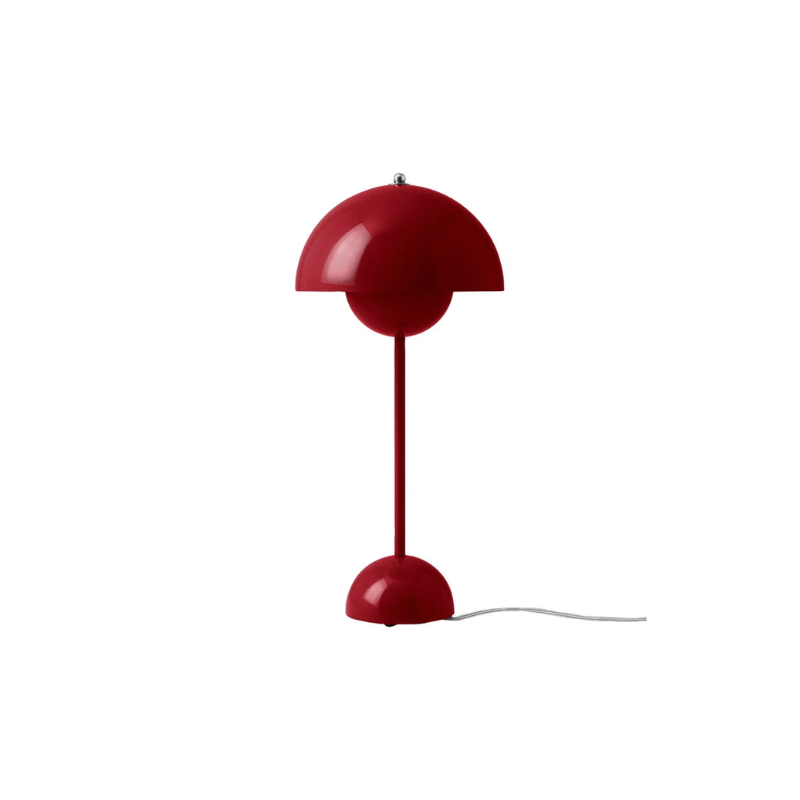 The Flowerpot VP3 Table Lamp from &Tradition in vermillion red.