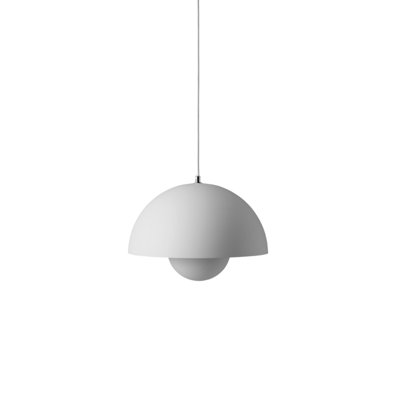 The Flowerpot VP7 Pendant from &Tradition in matte light grey.