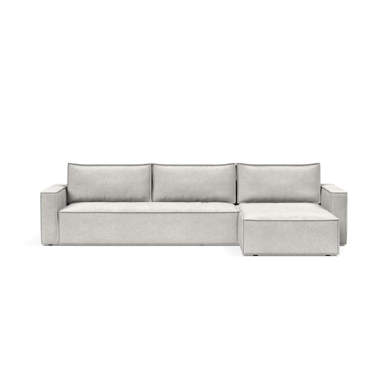 The Newilla sectional sleeper sofa with lounger in adario fog 256 with standard arm