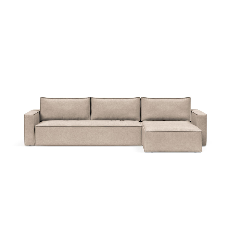 The Newilla sectional sleeper sofa with lounger in adario taupe 257 with standard arm