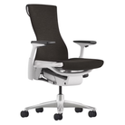 The Embody Chair from Herman Miller with the white and titanium frame and charcoal medley fabric.