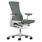 The Embody Chair from Herman Miller with the white and titanium frame and feather grey medley fabric.