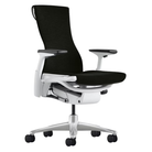 The Embody Chair from Herman Miller with the white and titanium frame and black sync fabric.