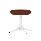 The Nelson Pedestal Stool from Herman Miller with terra cotta hopsak upholstery.