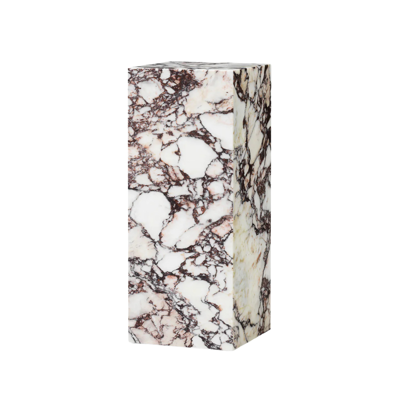 The Marble Plinth Pedestal from Audo Copenhagen made from calacatta viola marble corner.