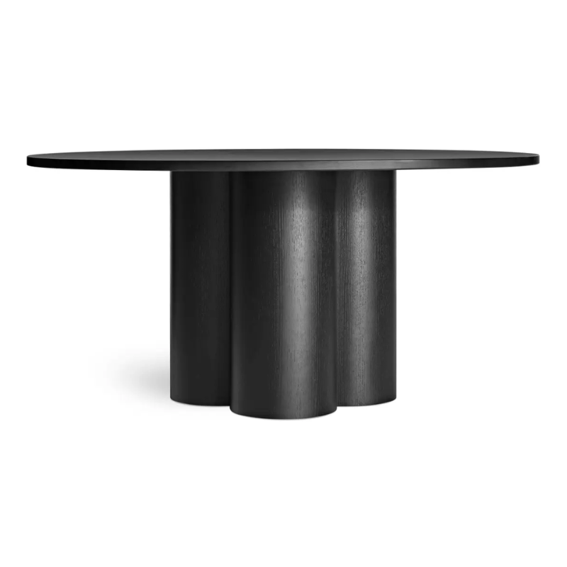 The 60 inch 4/4 Round Dining Table from Blu Dot in black on ash.