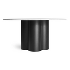 The 60 inch 4/4 Round Dining Table from Blu Dot with marble top and black on ash base.