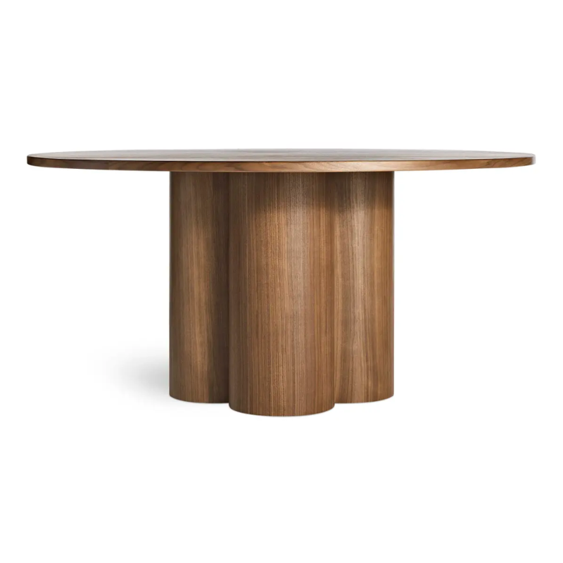 The 60 inch 4/4 Round Dining Table from Blu Dot in walnut.