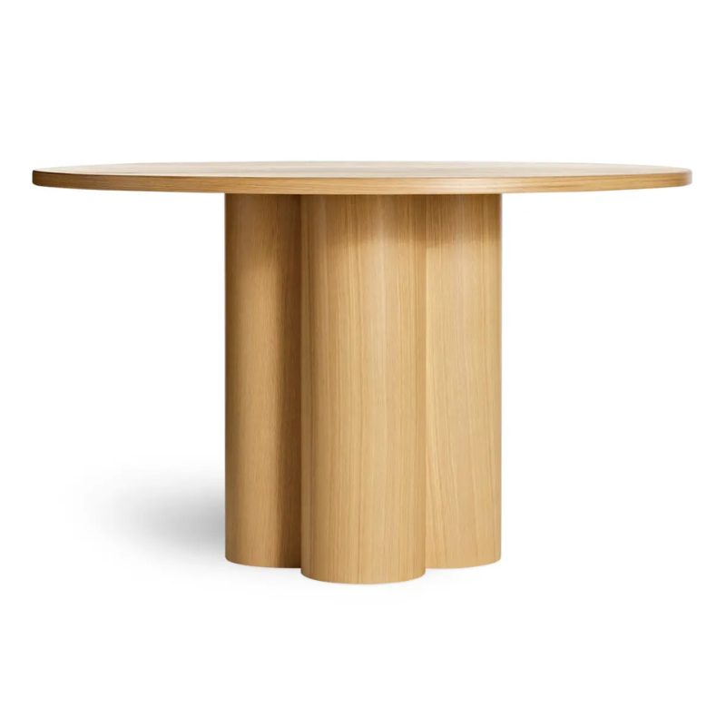 The 48 inch 4/4 Round Dining Table from Blu Dot in white oak.