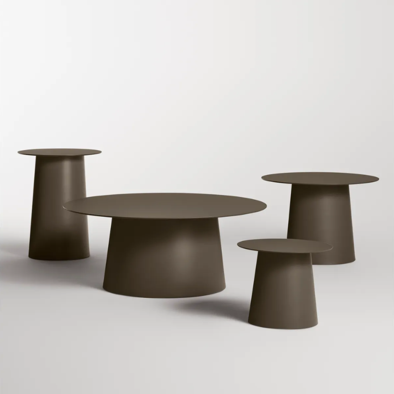 The Circula Low Cocktail Table from Blu Dot in a studio showing the Circula collection.