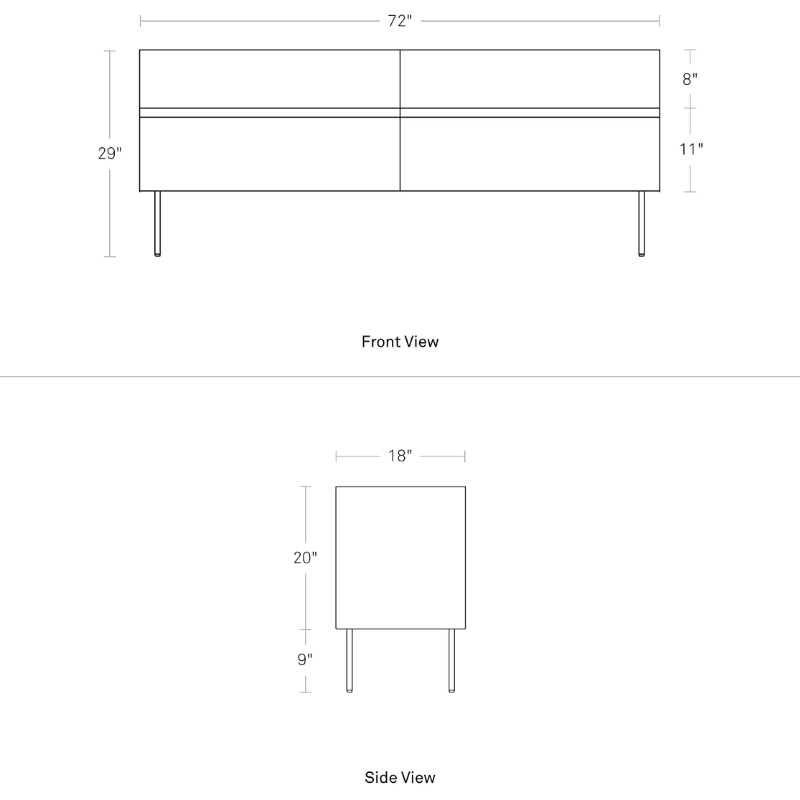 The Clad 4 Drawer Dresser from Blu Dot dimensions.