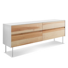 The Clad 4 Drawer Dresser from Blu Dot in hickory and white from a high angle.