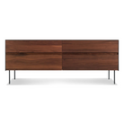 The Clad 4 Drawer Dresser from Blu Dot in walnut and oblivion from the front.