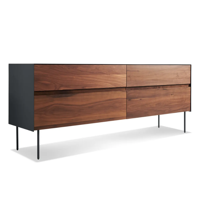 The Clad 4 Drawer Dresser from Blu Dot in walnut and oblivion.