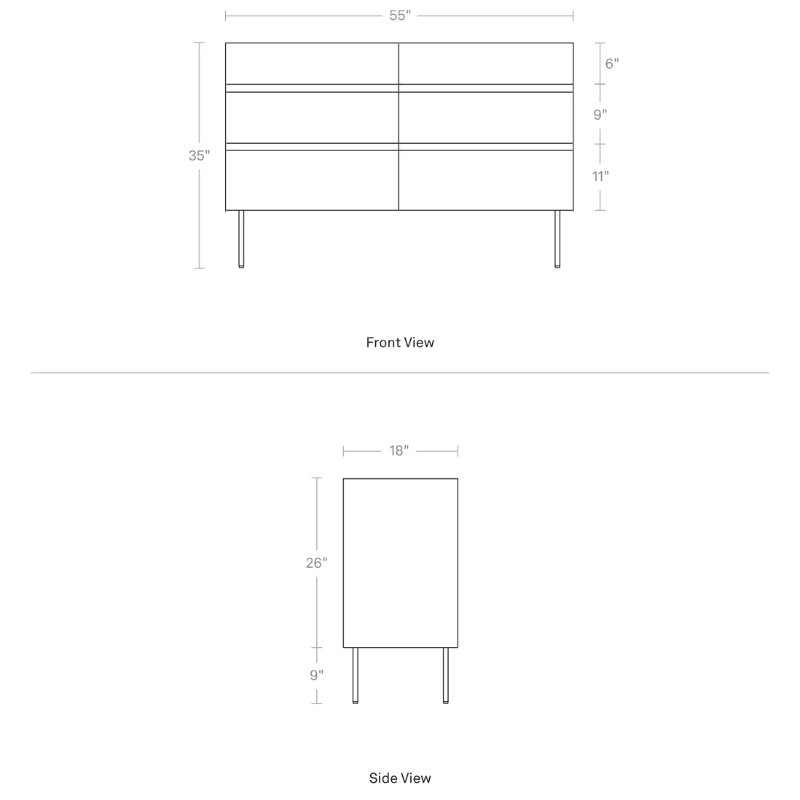 The Clad 6 Drawer Dresser from Blu Dot dimensions.