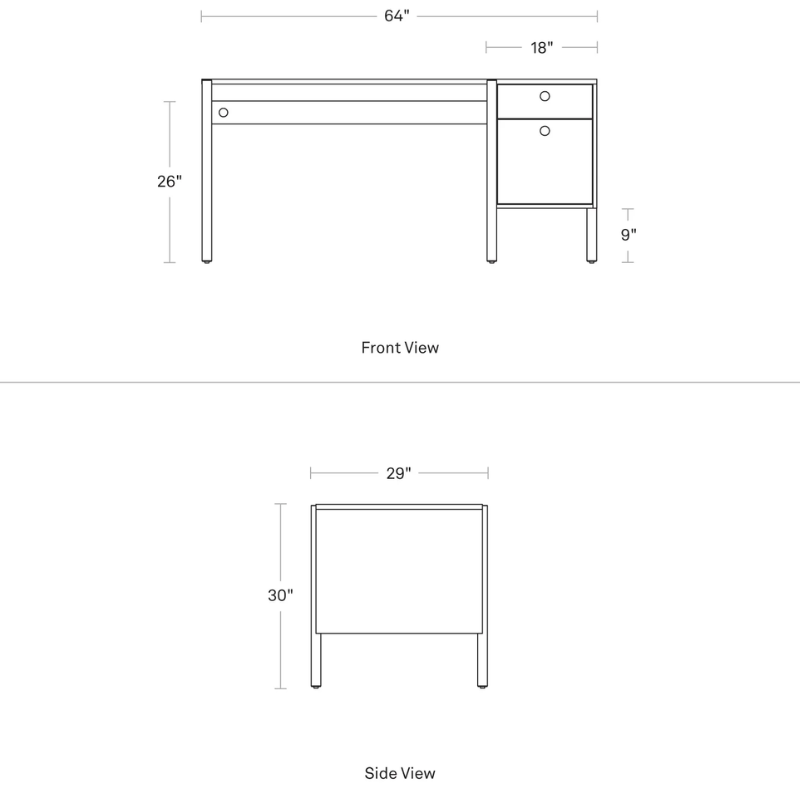 The Cursive Desk from Blu Dot dimensions.