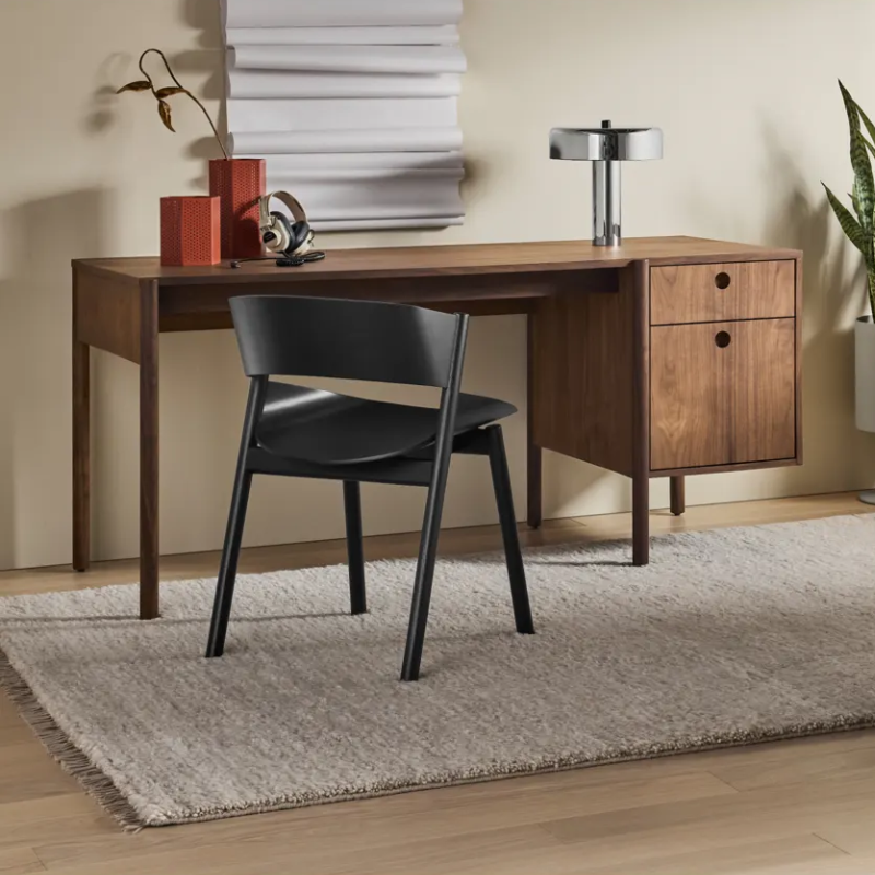 The Cursive Desk from Blu Dot in a home office.