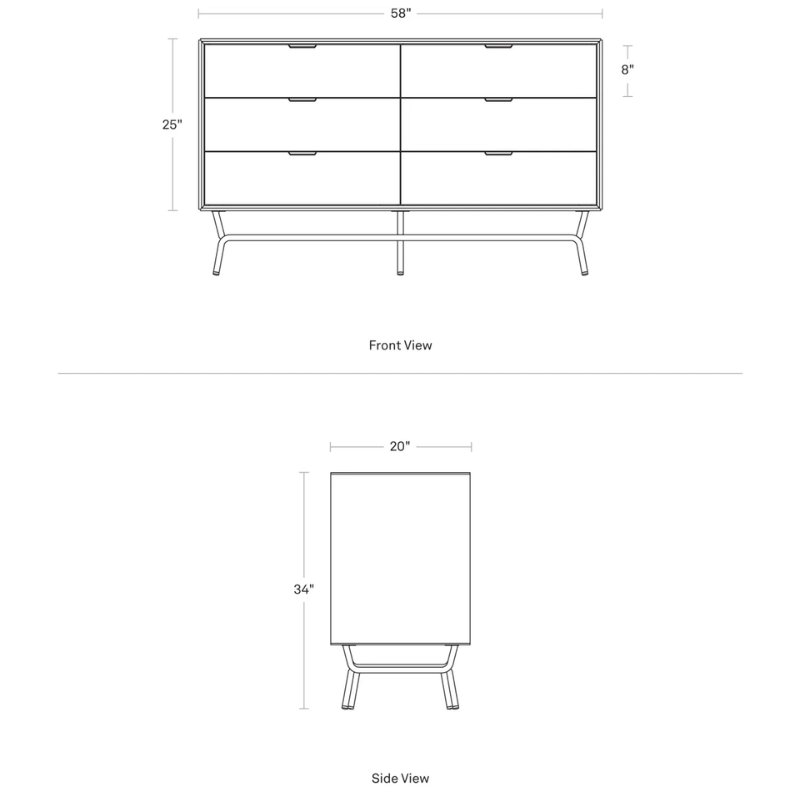 The Dang 6 Drawer Dresser from Blu Dot dimensions.